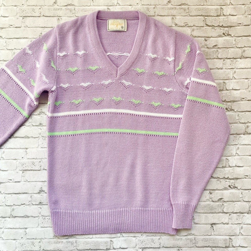 Vintage 70s/80s Lady Hogan Pastel Purple Knit Sweater